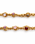 GAS BIJOUX - SAUTOIR AMARANTE - RHODOCHROSYTE - BOIS - CORNALINE -QUARTZ - MÉTAL DORÉ