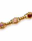 GAS BIJOUX - SAUTOIR AMARANTE - RHODOCHROSYTE - BOIS - CORNALINE -QUARTZ - MÉTAL DORÉ