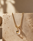 GAS BIJOUX - COLLIER GALET DORÉ - CRISTAL DE ROCHE