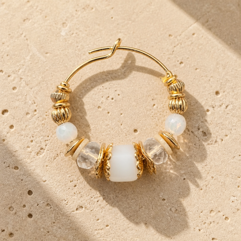 GAS BIJOUX - BOUCLES D’OREILLES CRÉOLES ALOHA DORÉES - BLANCHES