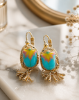 GAS BIJOUX - BOUCLES D’OREILLES SCARAMOUCHE DORÉES ÉMAILLÉES