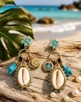 HYPNOCHIC - BOUCLES D’OREILLES COLLECTION MARÉE DORÉE - TURQUOISE
