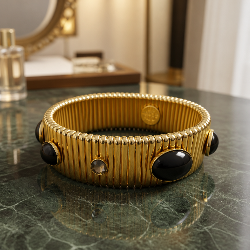 GAS BIJOUX - BRACELET STRADA MOYEN MODÈLE DORÉ - NOIR
