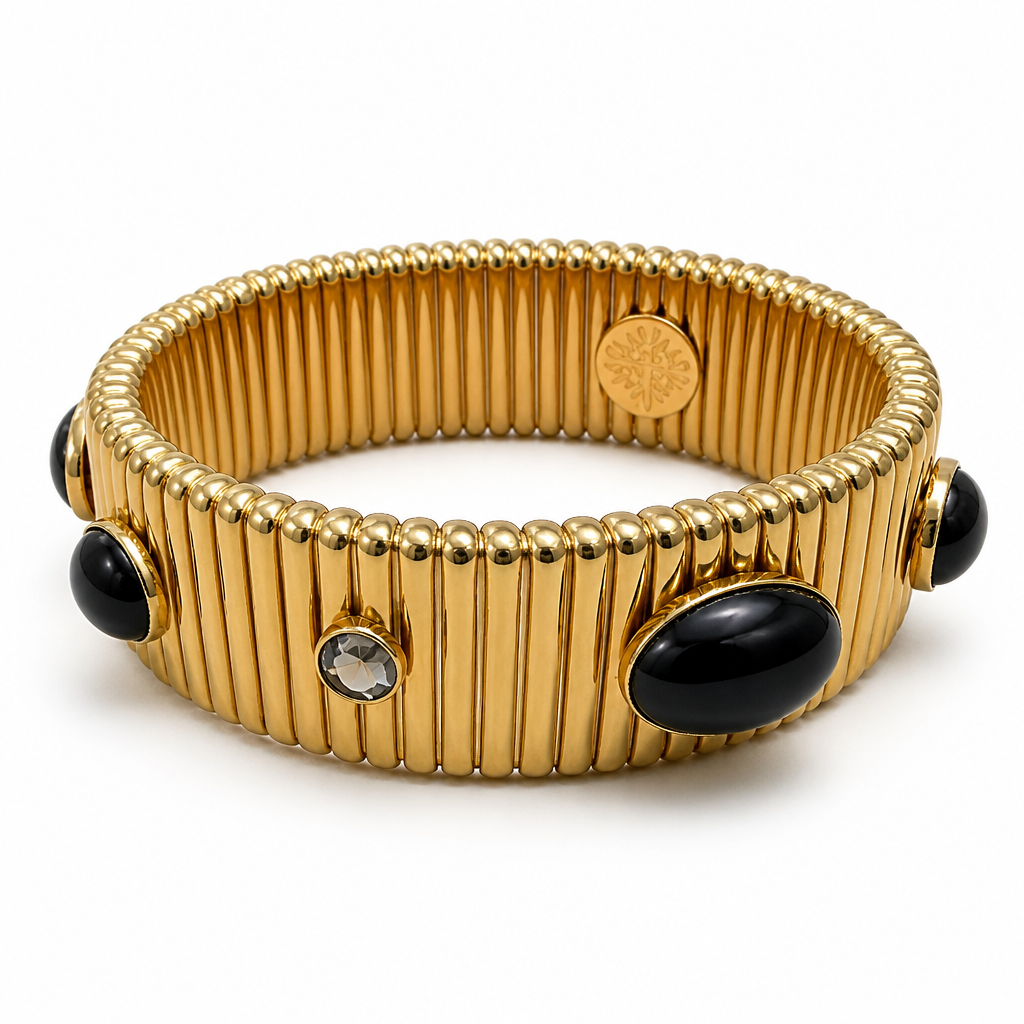 GAS BIJOUX - BRACELET STRADA MOYEN MODÈLE DORÉ - NOIR