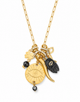 MADAMIRMA - SAUTOIR CHARMS DORÉ - MAIN NOIRE