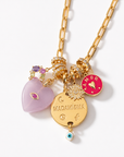 MADAMIRMA - SAUTOIR CHARMS DORÉ - COEUR QUARTZ ROSE