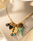 MADAMIRMA - SAUTOIR CHARMS DORÉRS - PALMIER AMAZONITE