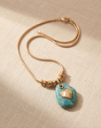 GAS BIJOUX - COLLIER GALET DORE - TURQUOISE