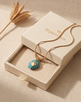 GAS BIJOUX - COLLIER GALET DORE - TURQUOISE
