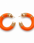 GAS BIJOUX - BOUCLES D'OREILLES CREOLES DORÉES ABALONE EMBALLÉE - ORANGE FLUO