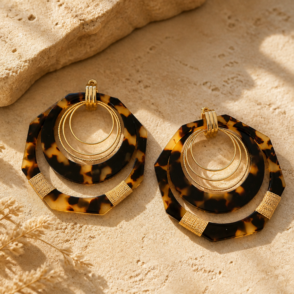 GAS BIJOUX - BOUCLES D'OREILLES OCTAVIA TGM - METAL DORÉ - ACÉTATE