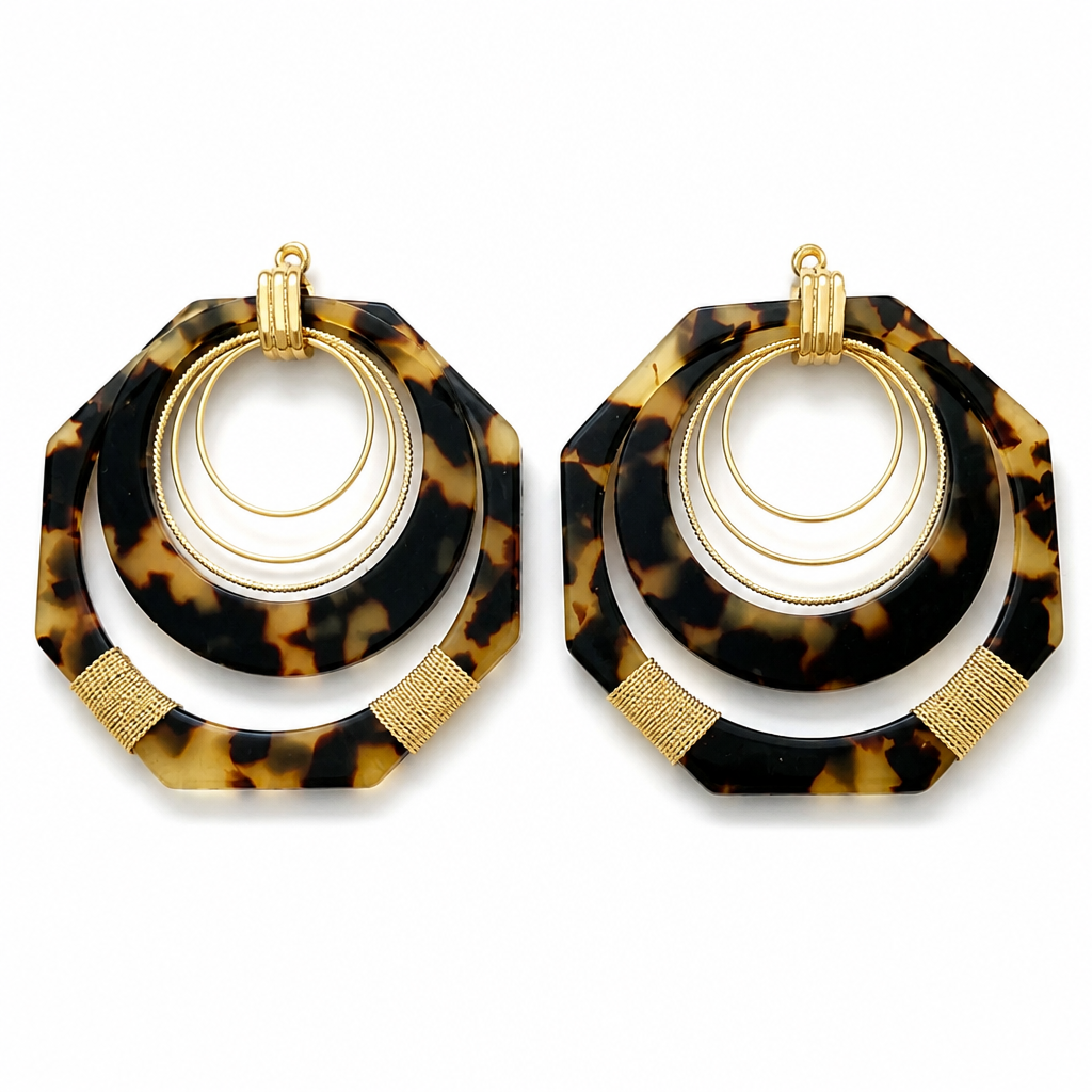 GAS BIJOUX - BOUCLES D'OREILLES OCTAVIA TGM - METAL DORÉ - ACÉTATE