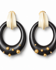 GAS BIJOUX - BOUCLES D'OREILLES BOA - MÉTAL DORÉ - BOIS NOIR ET ACÉTATE BEIGE