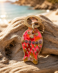 GAS BIJOUX - PORTE CLES NEMO - EMAIL ROSE FLUO ET PERLES MAUVE