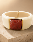 GAS BIJOUX - BRACELET ARTY IVOIRE - PIERRE JASPE ROUGE