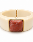 GAS BIJOUX - BRACELET ARTY IVOIRE - PIERRE JASPE ROUGE