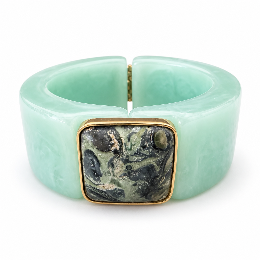 GAS BIJOUX - BRACELET ARTY ACÉTATE VERT AMAZONITE - PIERRE VESSONITE