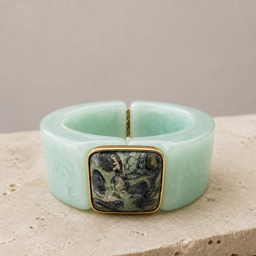 GAS BIJOUX - BRACELET ARTY ACÉTATE VERT AMAZONITE - PIERRE VESSONITE