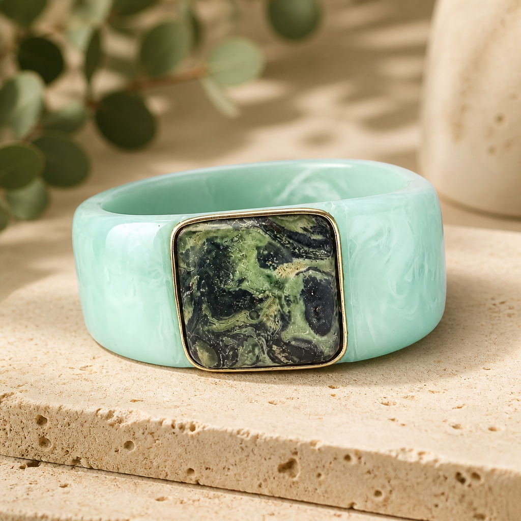 GAS BIJOUX - BRACELET ARTY ACÉTATE VERT AMAZONITE - PIERRE VESSONITE