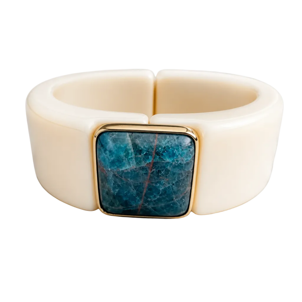 GAS BIJOUX - BRACELET ARTY ACÉTATE IVOIRE - PIERRE APATITE