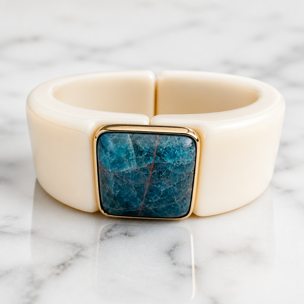GAS BIJOUX - BRACELET ARTY ACÉTATE IVOIRE - PIERRE APATITE