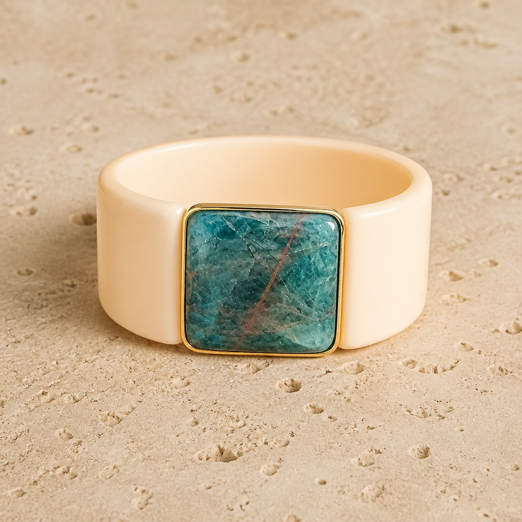GAS BIJOUX - BRACELET ARTY ACÉTATE IVOIRE - PIERRE APATITE