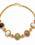 GAS BIJOUX - COLLIER AMARANTE CABOCHONS MULTICOLORE - PIERRES NATURELLES