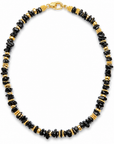 GAS BIJOUX - COLLIER ALOHA PETIT MODÈLE MÉTAL DORÉ - ONYX NOIR