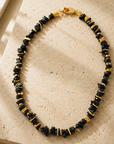 GAS BIJOUX - COLLIER ALOHA PETIT MODÈLE MÉTAL DORÉ - ONYX NOIR
