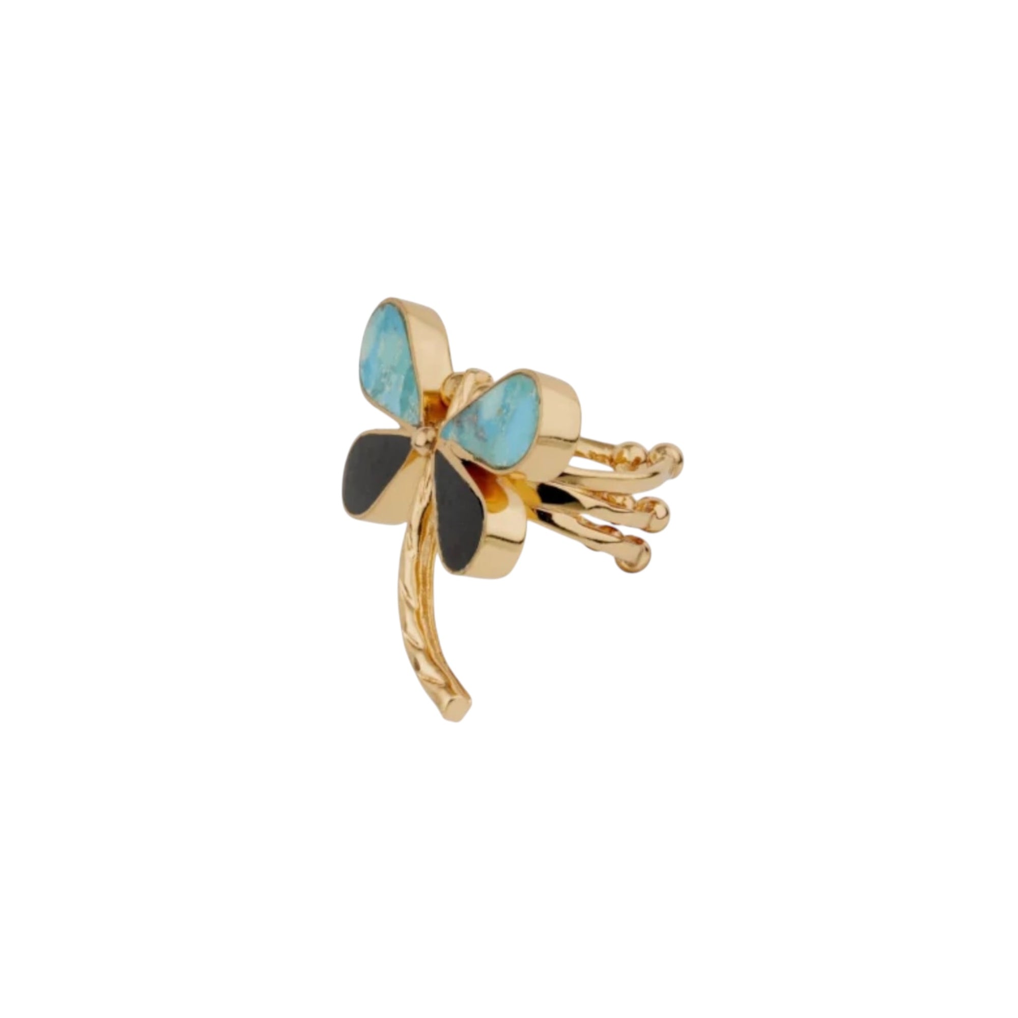 GAS BIJOUX - BAGUE LIBELULA DOREE - TURQUOISE
