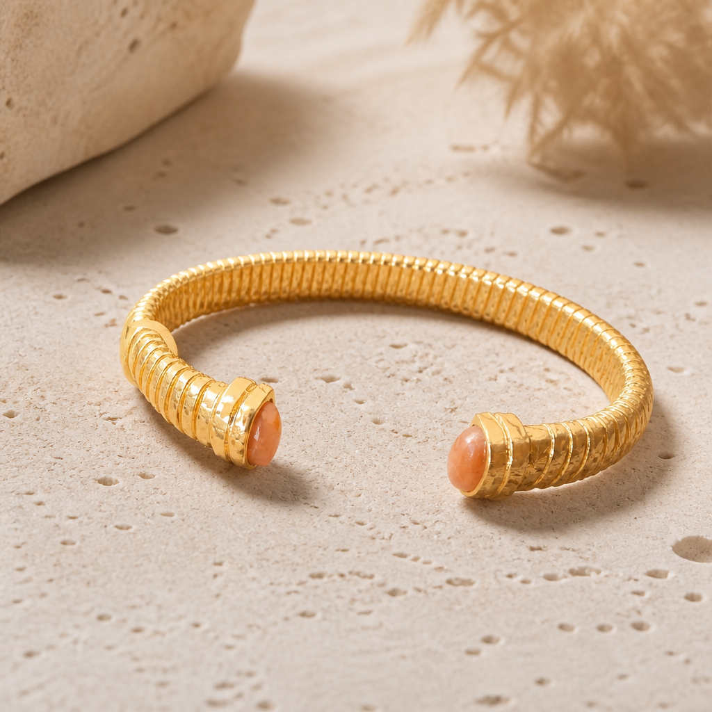 GAS BIJOUX - BRACELET JONC ANTIGONE DORÉ - JASPE