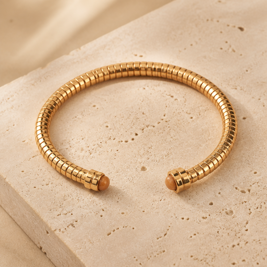 GAS BIJOUX - BRACELET JONC ANTIGONE DORÉ - JASPE