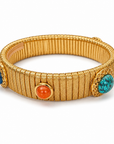 GAS BIJOUX - BRACELET STRADA MOYEN MODELE DORÉ - CORNALINE ET TURQUOISE AFRICAINE