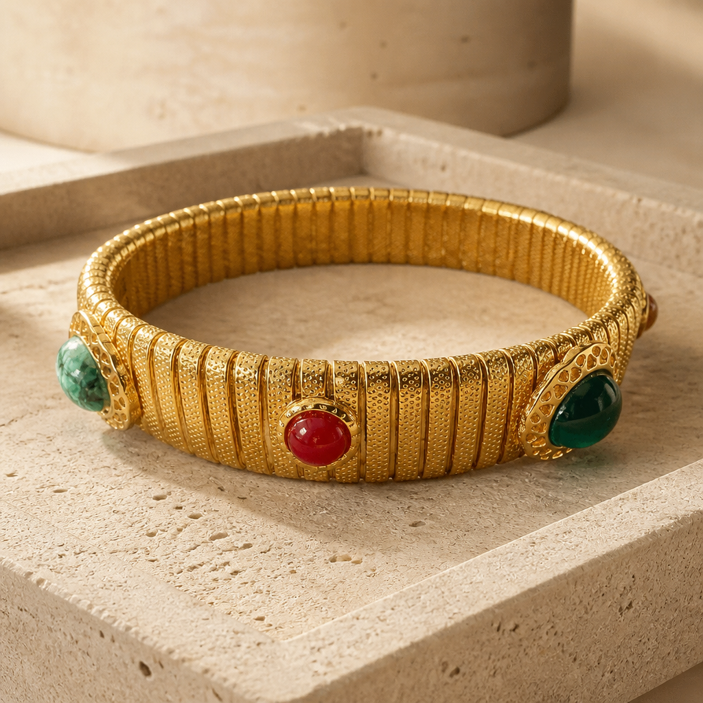 GAS BIJOUX - BRACELET STRADA MOYEN MODELE DORÉ - CORNALINE ET TURQUOISE AFRICAINE