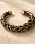 GAS BIJOUX - BRACELET JONC FILEO DORÉ ET CUIR CHOCOLAT - AJUSTABLE