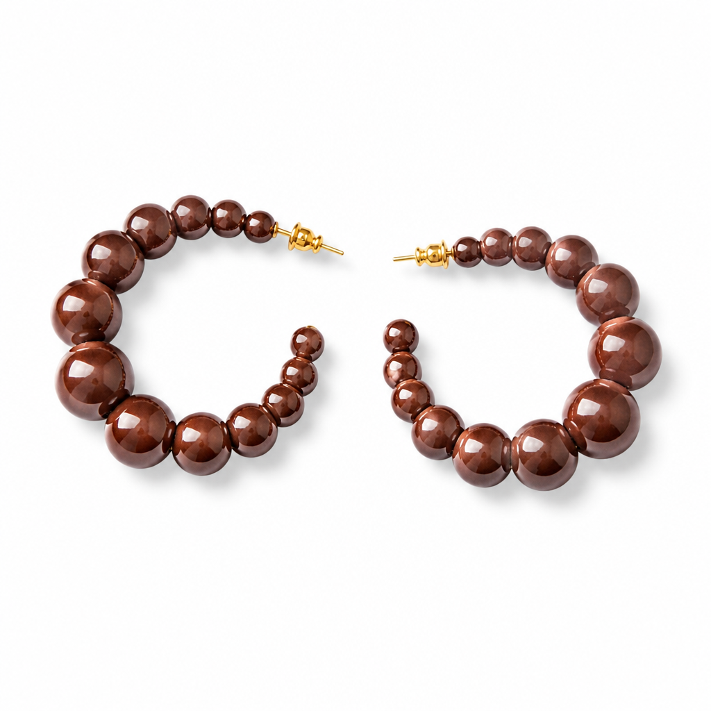 GAS BIJOUX - BOUCLES D'OREILLES CREOLES ANDY PETIT MODELE - ACETATE MARRON