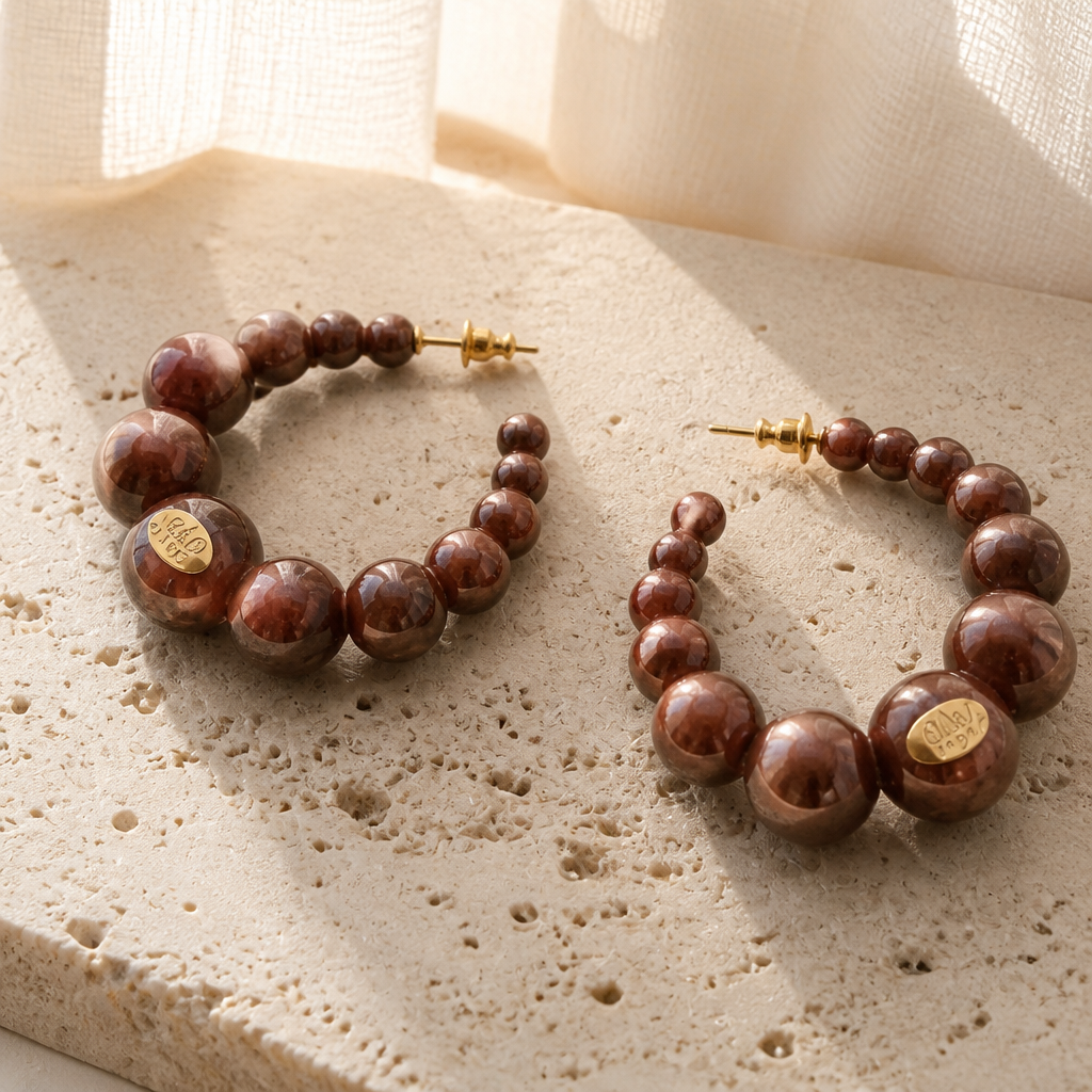 GAS BIJOUX - BOUCLES D'OREILLES CREOLES ANDY PETIT MODELE - ACETATE MARRON