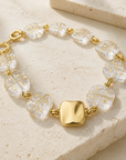 GAS BIJOUX - COLLIER RAINBOW SQUARE - CRISTAL DE ROCHE AVEC ÉTOILES DORÉES