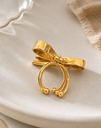 GAS BIJOUX - BAGUE LIBELLULA DORÉE - RHONODITE ET QUARTZ ROSE  - AJUSTABLE