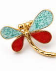 GAS BIJOUX - BAGUE LIBELLULA DORÉE - TURQUOISE ET JASPE - AJUSTABLE