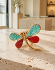 GAS BIJOUX - BAGUE LIBELLULA DORÉE - TURQUOISE ET JASPE - AJUSTABLE