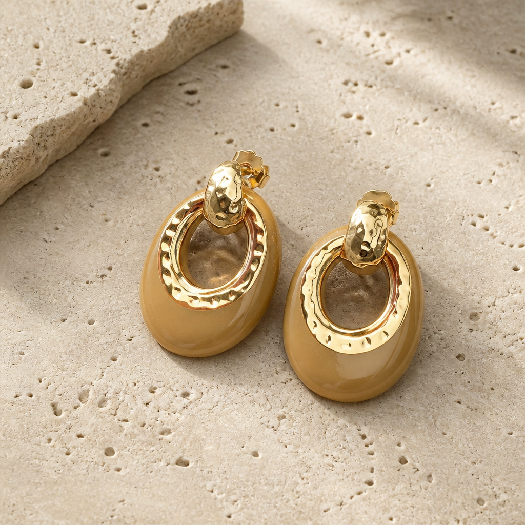 GAS BIJOUX - BOUCLES D'OREILLES DORÉES SELVA PETIT MODÈLE - SELVA KAKI