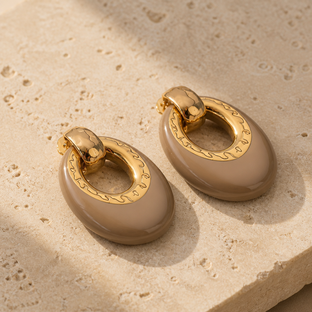 GAS BIJOUX - BOUCLES D'OREILLES DORÉES SELVA PETIT MODÈLE - SELVA KAKI