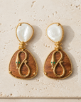 GAS BIJOUX - BOUCLES D'OREILLES SILIA ALYA DORÉES - BOIS - NACRE ET SERPENT