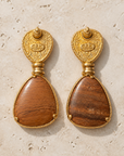 GAS BIJOUX - BOUCLES D'OREILLES SILIA ALYA DORÉES - BOIS - NACRE ET SERPENT