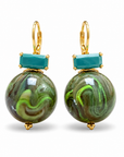 GAS BIJOUX - BOUCLES D'OREILLES DECALCIA METAL DORÉ - KAKI CRISTAL TURQUOISE