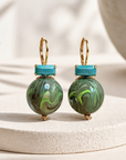 GAS BIJOUX - BOUCLES D'OREILLES DECALCIA METAL DORÉ - KAKI CRISTAL TURQUOISE