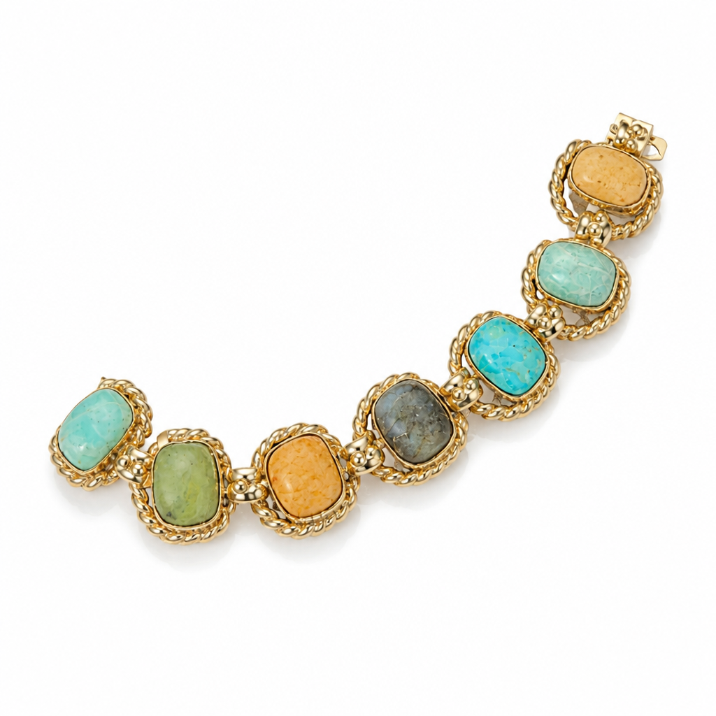 GAS BIJOUX - BRACELET AMARANTE MULTICOLRE GRAND MODELE METAL DORÉ