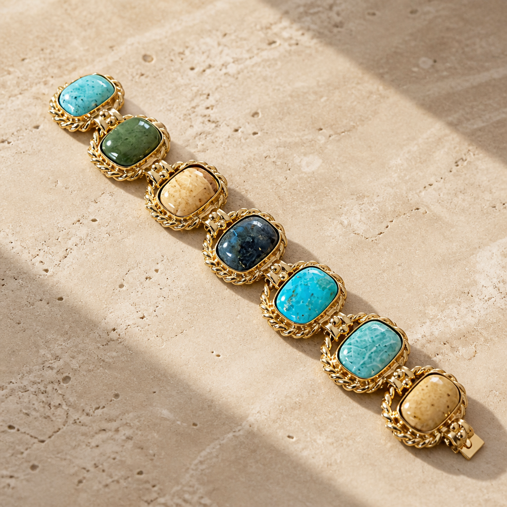 GAS BIJOUX - BRACELET AMARANTE MULTICOLRE GRAND MODELE METAL DORÉ