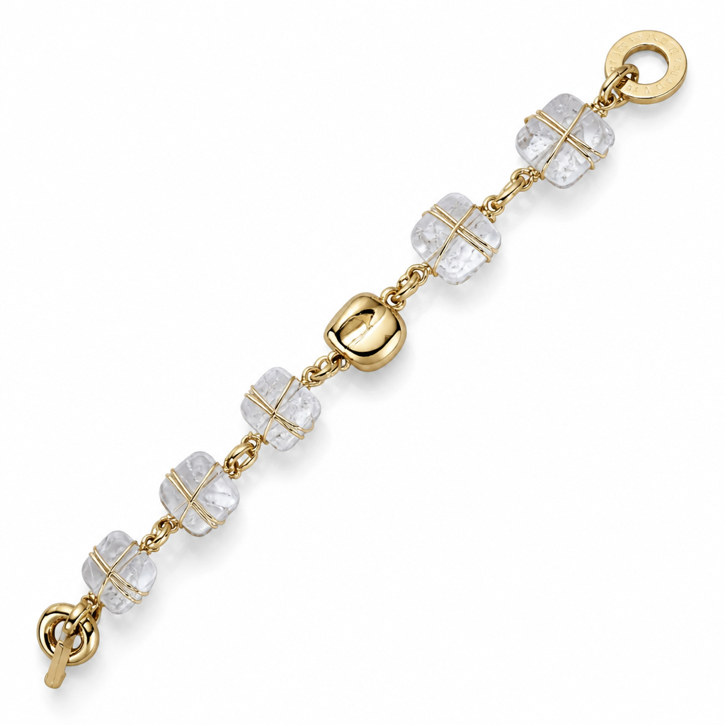 GAS BIJOUX - BRACELET RAINBOW SQUARE DORÉ PETIT MODELE - CRISTAL DE ROCHE